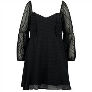 Boohoo Dobby Babydoll Mesh Square Neck Skater Dress Size 24 W